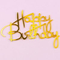 Топпер для торта боковой «Happy Birthday 4», золото