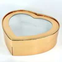 Коробка под зефир СЕРДЦЕ 215*180*55 мм, золото тубус РУ.