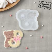 Молд силиконовый «Мишка с восьмеркой», 7×7 см