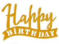 Топпер для торта боковой «Happy Birthday », золото