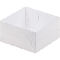 Коробка для зефира, тортов с пластиковой крышкой. белая (155х155х60 мм) РУ. Бенто