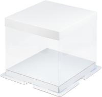 Коробка для торта 235х235х220 мм ПРЕМИУМ с пьедесталом (белая) РУ.
