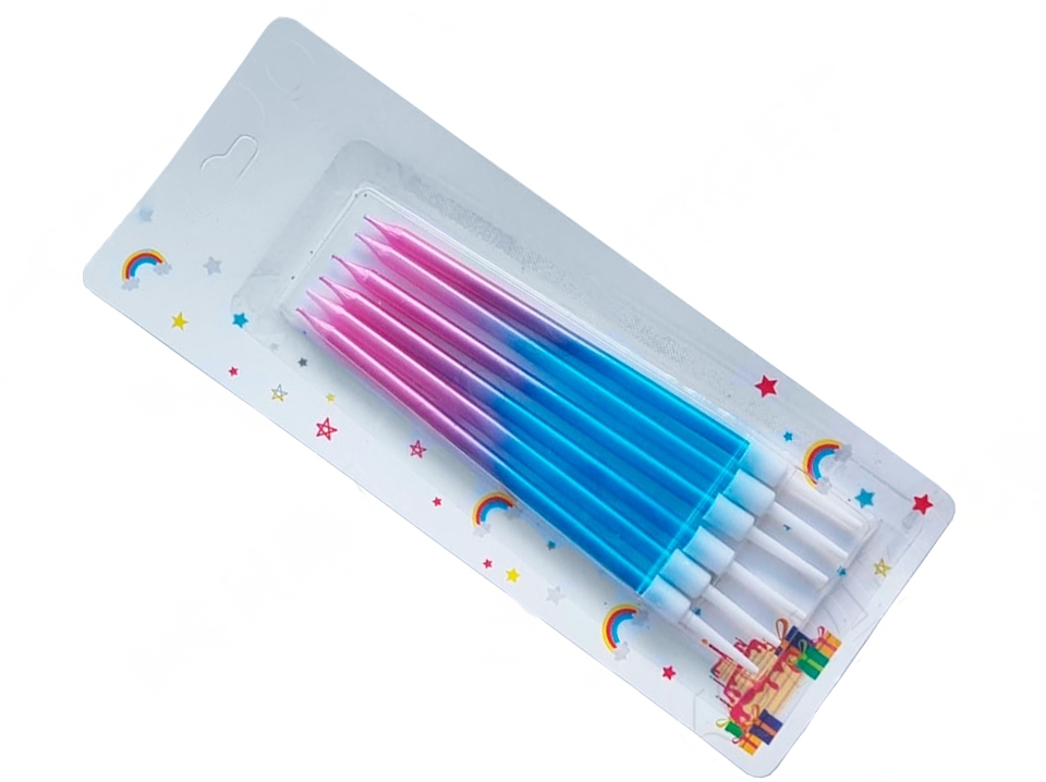 Набор свечей для торта "Праздник" 6шт (розово-голубые)