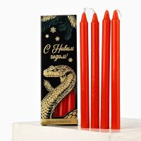 Набор свечей «С Новым годом!», 4 шт, красные, 15 х 1 см