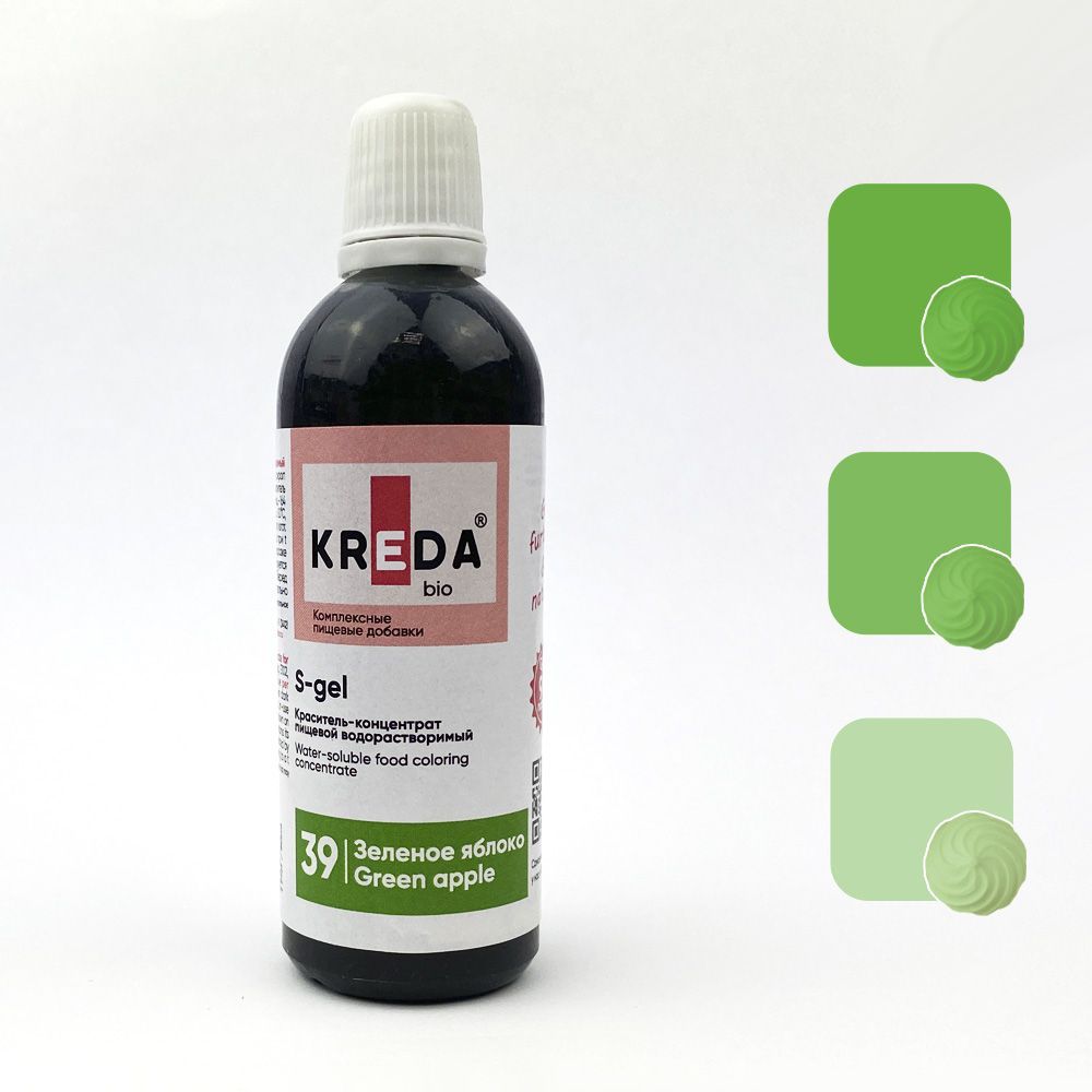 Краситель универсальный гелевый S-gel, KREDA Bio, 80 мл (зеленое яблоко)