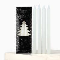 Набор свечей «Верь в чудеса», на Новый год, 4 шт, белые, 15 х 1 см
