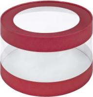 Коробка под торт и пирожные с прозрачними стенками Шляпная С ОКНОМ красная м d=200 h=100мм РУ. тубус