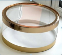 Коробка под торт и пирожные с прозрачними стенками Шляпная С ОКНОМ d=160 h=100 мм золото РУ. тубус