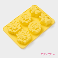 Форма для конфет и шоколада «Пчелиный рай», силикон, 6 ячеек, 25,7×17,7×3 см