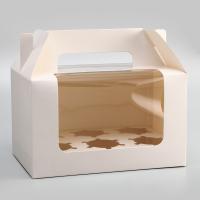 Коробка для 6 капкейков, белая 23.5×16×14 см