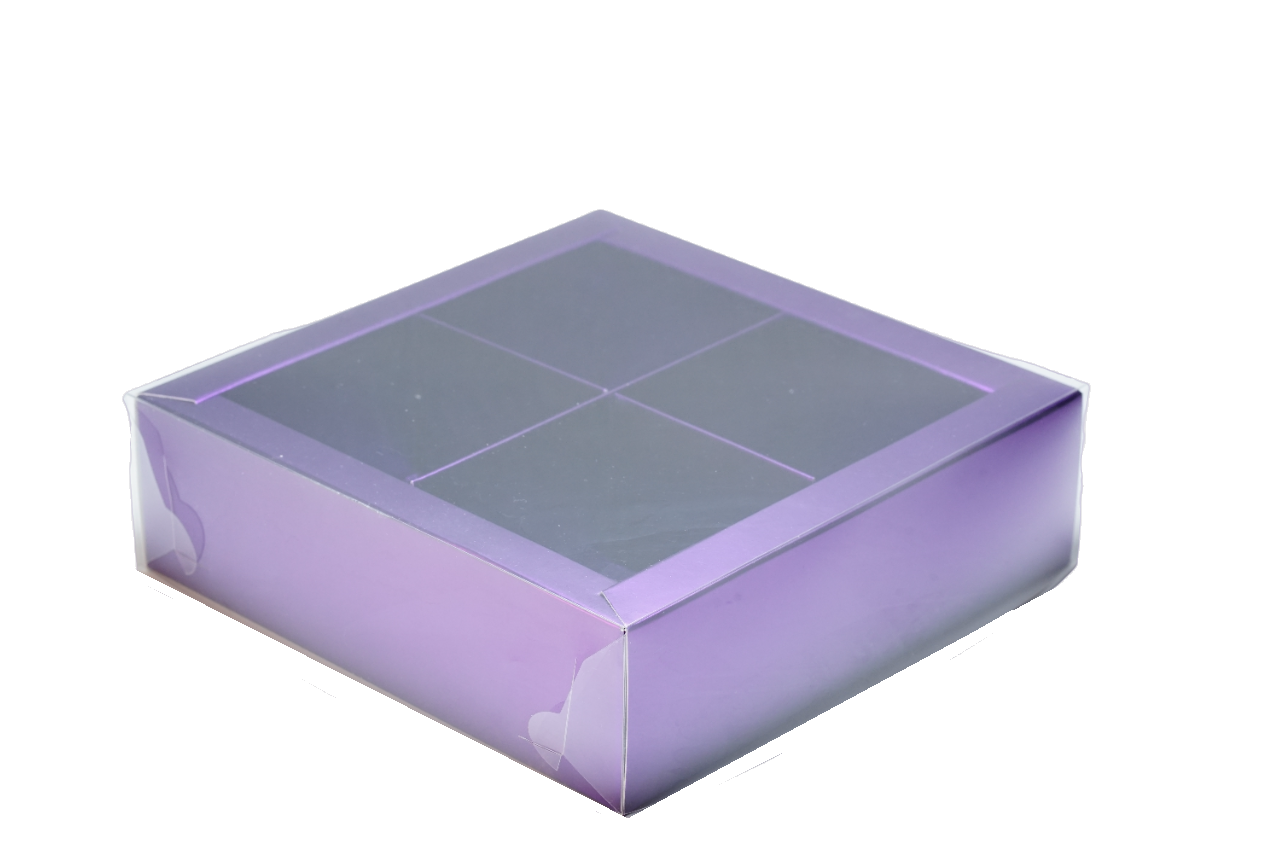 Коробка для моти 4шт с окном 170х170х50 мм ETO. (фиолетовый)