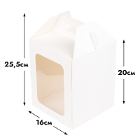 Коробка для кулича с окном, белая 16*16*20 см
