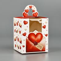 Коробка складная под один капкейк «Любовное послание» 9 х 11 х 9 см
