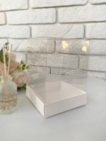 Коробка прозрачная для десерта 100х100х140, белая