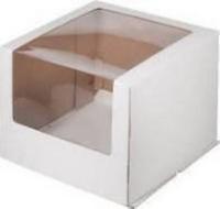 Коробка картонная белая с увеличенным окном 260х260х210 мм РУ.