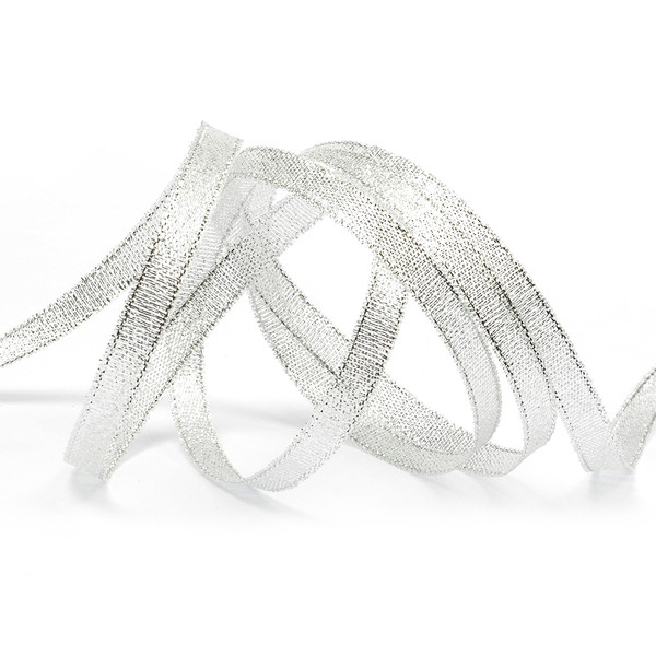 Лента парчовая, 22 метра, цвет серебро (6 мм)