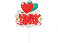 Топпер «Happy Birthday» облако с сердечками