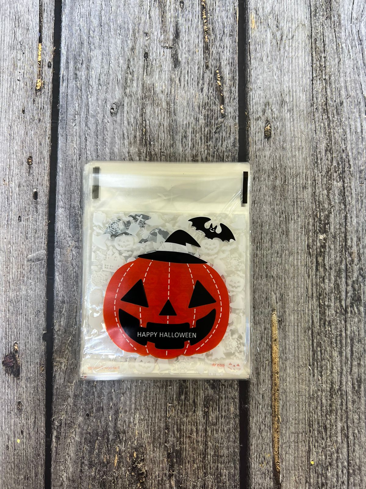 Пакетики с принтом 10*10 см (100 шт) (Тыква)