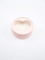 Коробка для конфет круглая с окном 8 шт. розовая матовая d 165 мм h 35 мм с окном сердце РУ. тубус