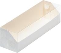 Коробка для макарун с пластиковой крышкой 190х55х55 мм, белая РУ.