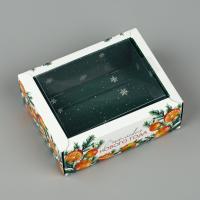 Коробка складная с пластиковой крышкой «Счастливого Нового года», 11.5×9×4 см
