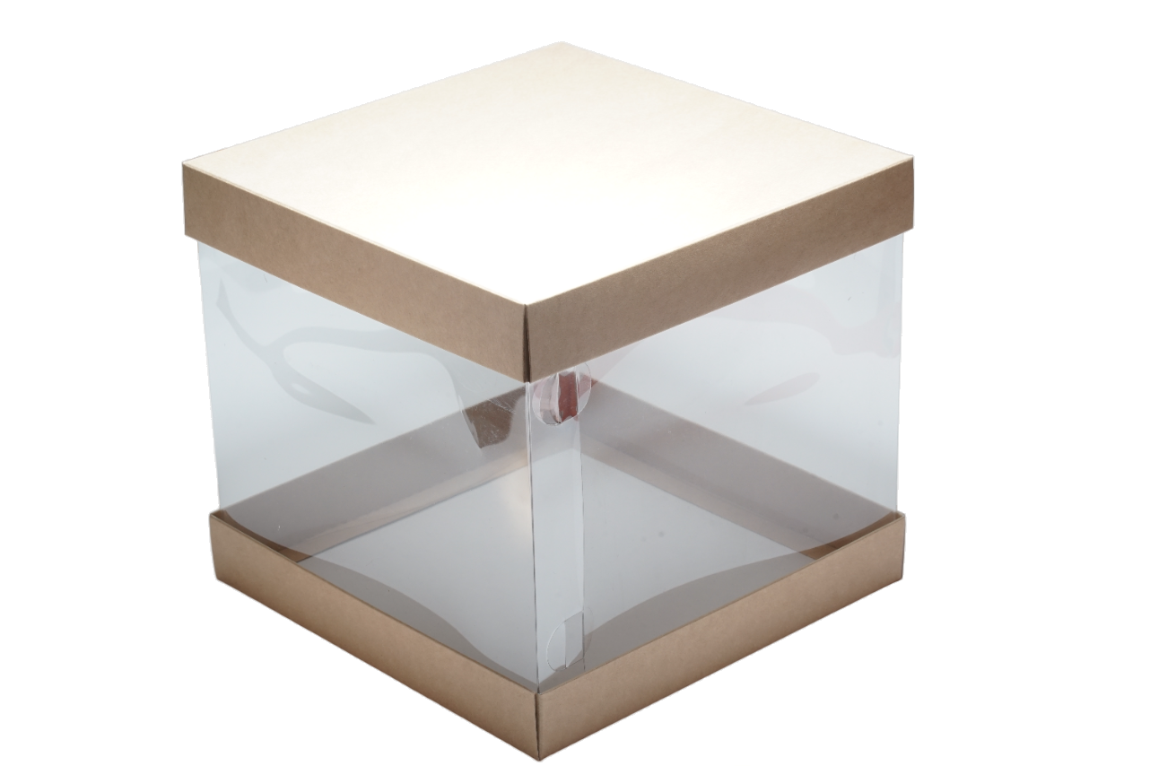 Коробка прозрачная с подложкой 235х235х240 мм, ETO (крафт)