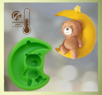 Молд силиконовый Мишка на луне зел.