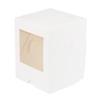 Коробка NEW для мини кулича с окном 9,5*9,5*12 см, белая