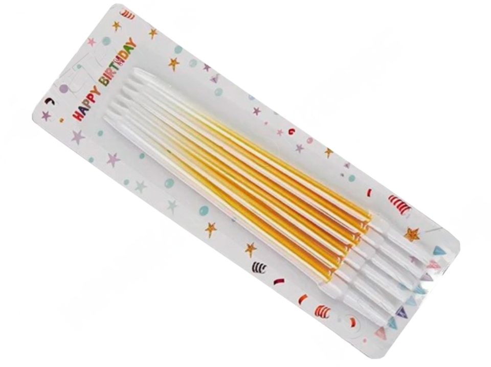 Набор свечей для торта "Праздник" 16 см,  6шт (бело-золотые)
