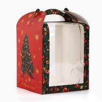 Коробка складная под маленький торт новогодняя «Роскошная ёлка», 15×15×18 см