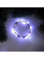 Гирлянда «Нить» 2 м роса, IP20, серебристая нить, 20 LED, 3 режима, батарейки AG13×3 (в комплекте),