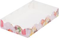 Коробка для печенья, белая (200х120х35) С праздником, розы РУ.