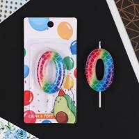 Свеча для торта, цифра «0», разноцветная, 5,5 х 8 см