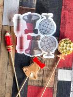 Силиконовая форма для леденцов «Глобус, колокольчик, карандаш» SM