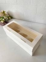 Упаковка под 3 капкейка с окном, белая