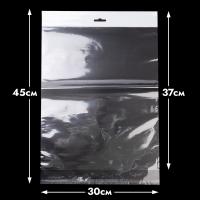 Пакетик (конверт) прозрачный с клейкой полоской и европодвесом 30*37 см