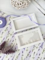 Подарочная коробка под плитку шоколада, с обечайкой, белая с окном, 190 х 110 х 18 мм