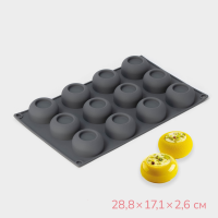 Форма для выпечки и муссовых десертов «Фолд», силикон, 28,8×17,1×2,6 см, 12 ячеек (4,2×2,5 см)