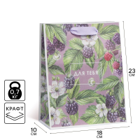 Пакет подарочный крафтовый, «Для тебя», MS 18 х 23 х 8 см