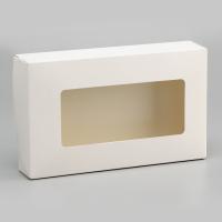 Коробка для дубайского шоколада, белая, с окном, 20×12×4 см