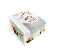 Коробка для бенто торта с окном 140х140х80 мм 