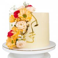 Топпер для торта Контур лица с маленькой веткой (золотой) силуэт