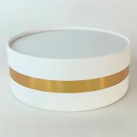 Коробка для торта и пирожных ТУБУС белая/золото 120х45 мм РУ.