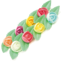 Вафельные Пионы малые на двулист 2,5см. микс