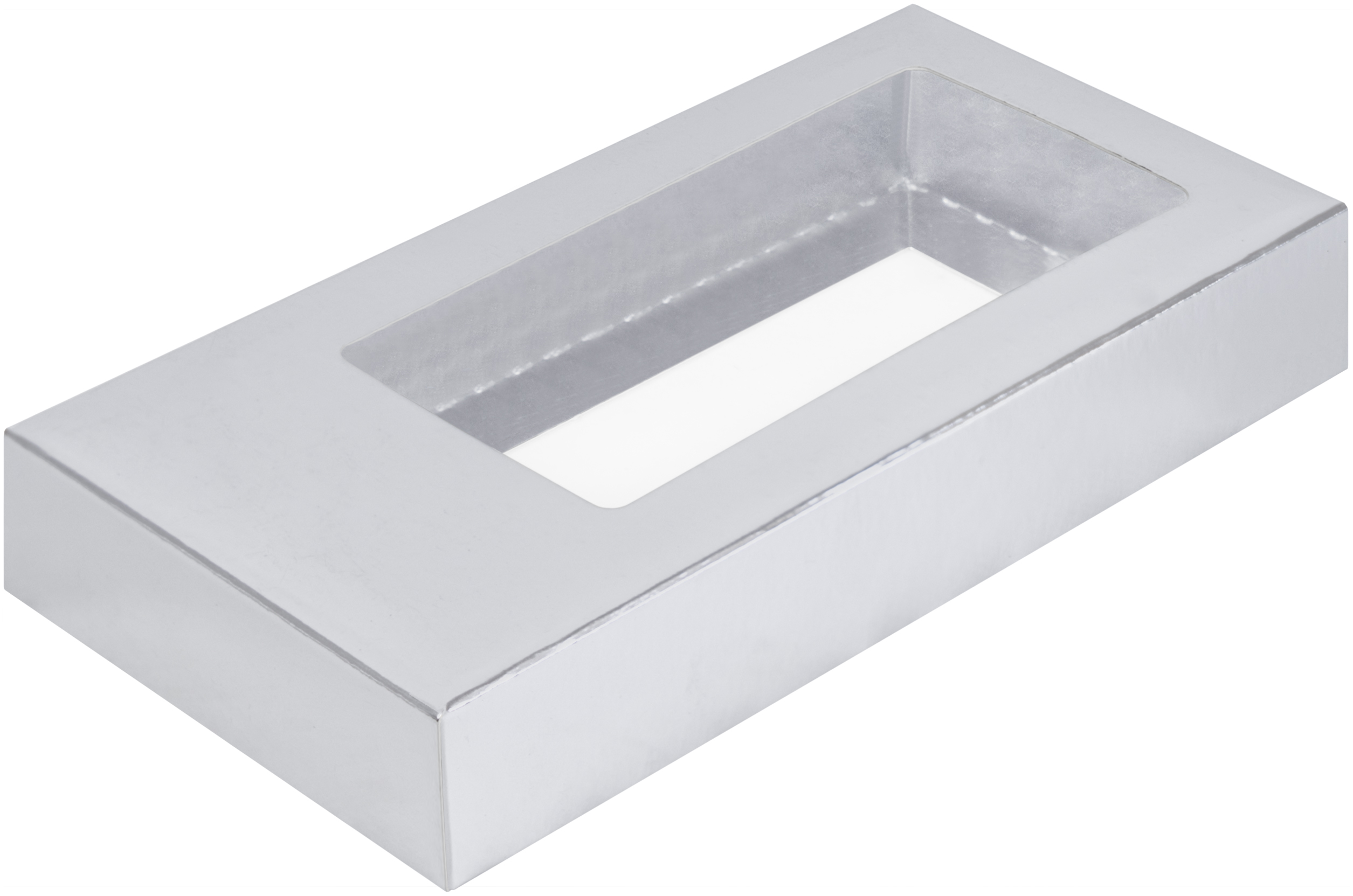 Коробка под дубайский шоколад с окном 180*90*25 мм (серебро)