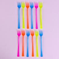 Вилки пластиковые, в наборе 12 штук, прозрачные цветные