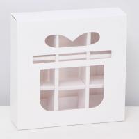 Коробка картонная с обечайкой под 9 конфет, 