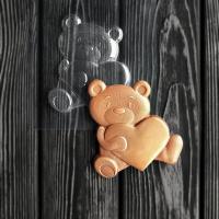 Форма пластиковая Мишка с сердцем, барельеф большой