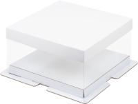 Коробка для торта 235х235х120 мм ПРЕМИУМ с пьедесталом (белая) РУ.