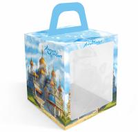 Короб с окном под кулич 15*15*18 см Русский храм